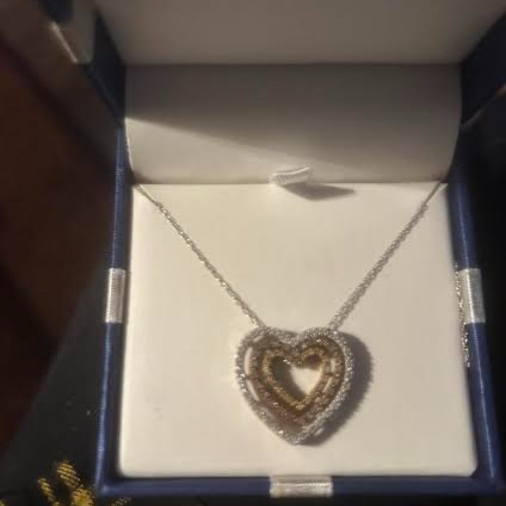 Incredible Sterling and Diamond Triple Heart Necklace